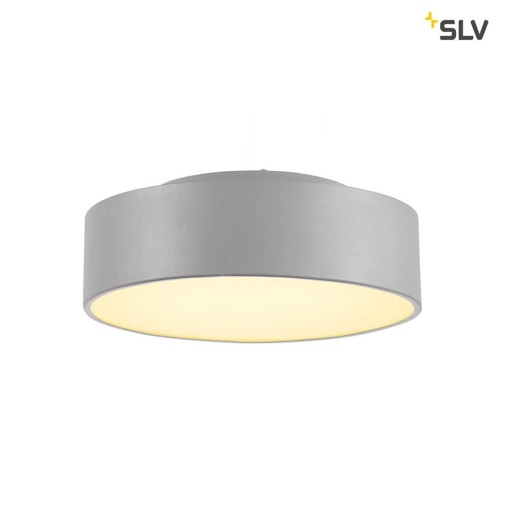Medo 30 LED Deckenleuchte Silbergrau 1-10V 3000K mit elegantem Design aus Aluminium und Glas.