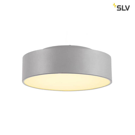 Medo 30 LED Deckenleuchte Silbergrau 1-10V 3000K mit elegantem Design aus Aluminium und Glas.