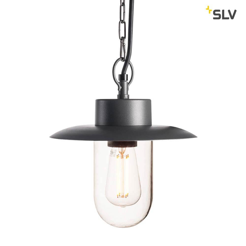 Molat E27 Outdoor Pendelleuchte Anthrazit IP44 - elegante Außenleuchte aus Aluminium und Glas, mit IP44 Schutzart.