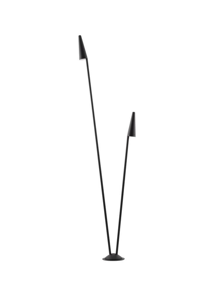 Mabel LED Außenwegeleuchte 3000K Schwarz IP54, elegante 2-flammige Standleuchte mit modernem Design.