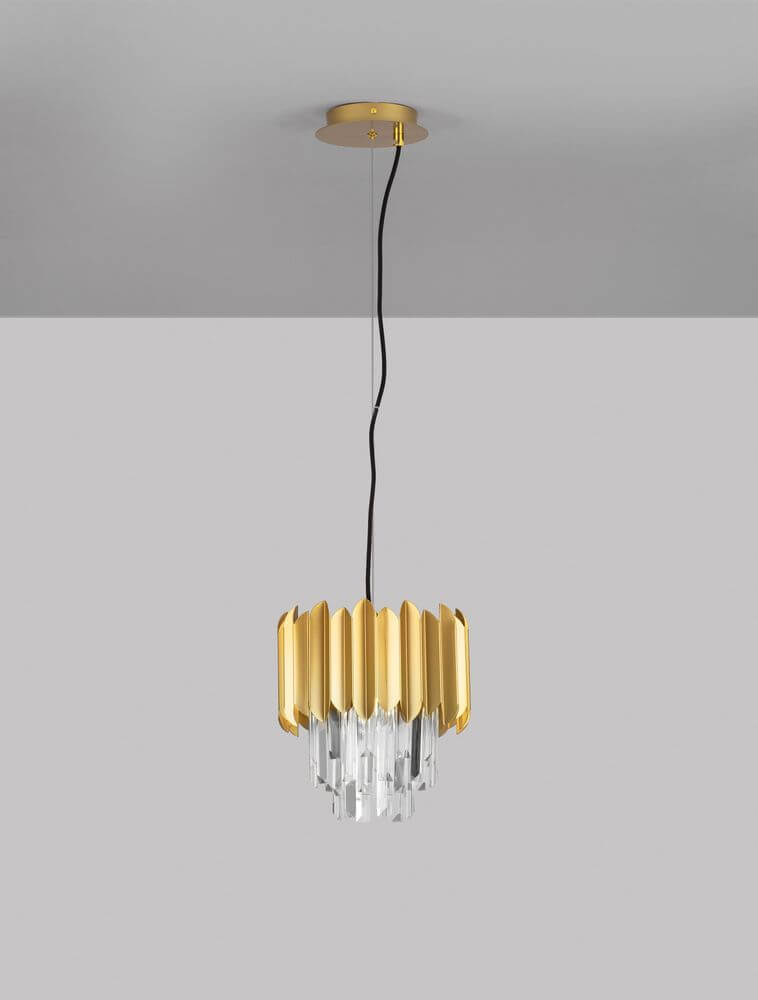 Magnolia Pendelleuchte E14 Ø 25cm in edler Chromoptik mit Kristallprismen und modernem Design.