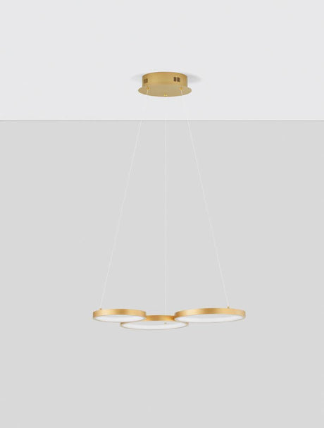Magnus LED Pendelleuchte 3-flammig 3000K von Nova Luce mit drei runden Leuchtkörpern in Gold
