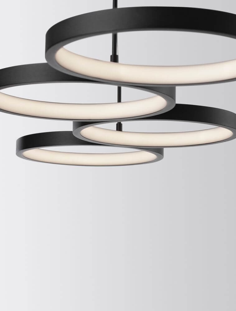 Magnus LED Pendelleuchte 4-flammig 3000K in modernem Design mit runden Lampenschirmen
