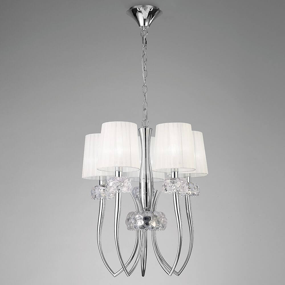 6-flammige Pendelleuchte Loewe schmal mit runder Form aus Metall und Glas, ideal für moderne Wohnräume.