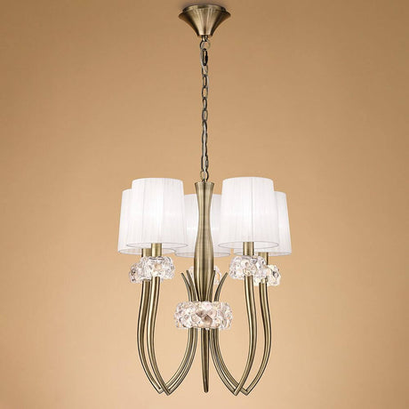 6-light pendant light Loewe slim in a modern design with metal and glass.