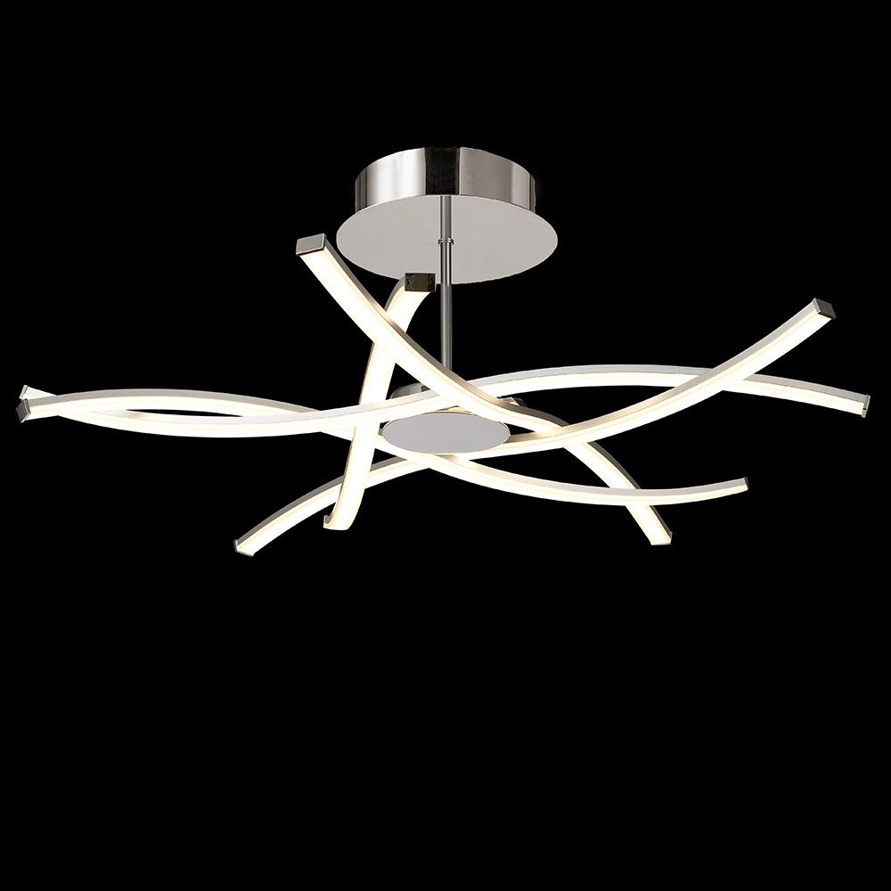 Aire LED-Deckenlampe geschwungen + Dimmbar in modernem Design mit silberner und chromfarbener Ausführung.