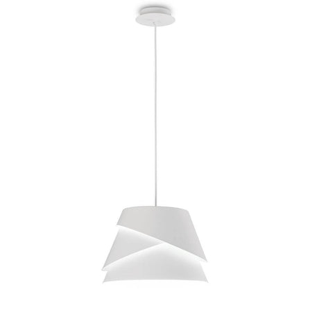 AlBoran Pendelleuchte Weiß, Ø 33cm, moderne runde Pendelleuchte aus Metall und Kunststoff in Weiß