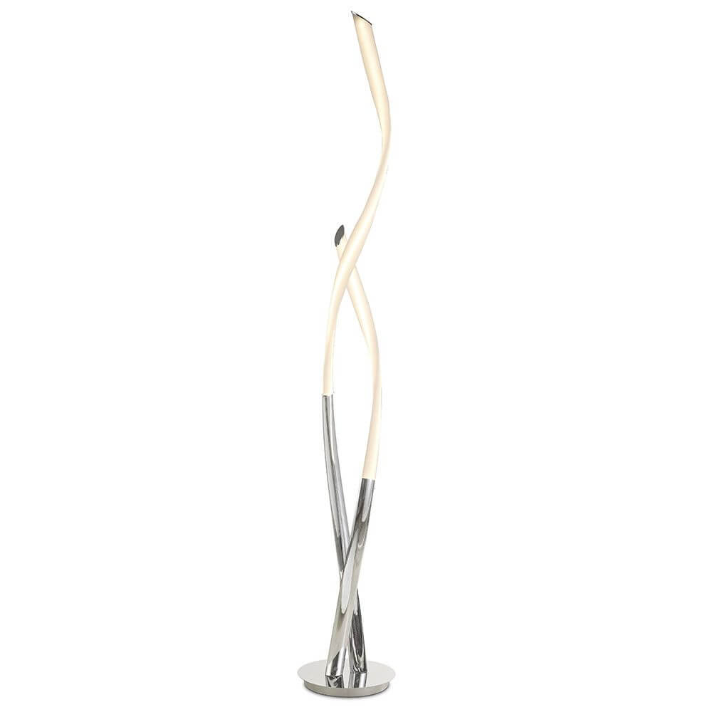 Armonia LED-Stehleuchte mit geschwungener Form aus Metall und Kunststoff, moderne Lichtquelle für stimmungsvolles Licht.