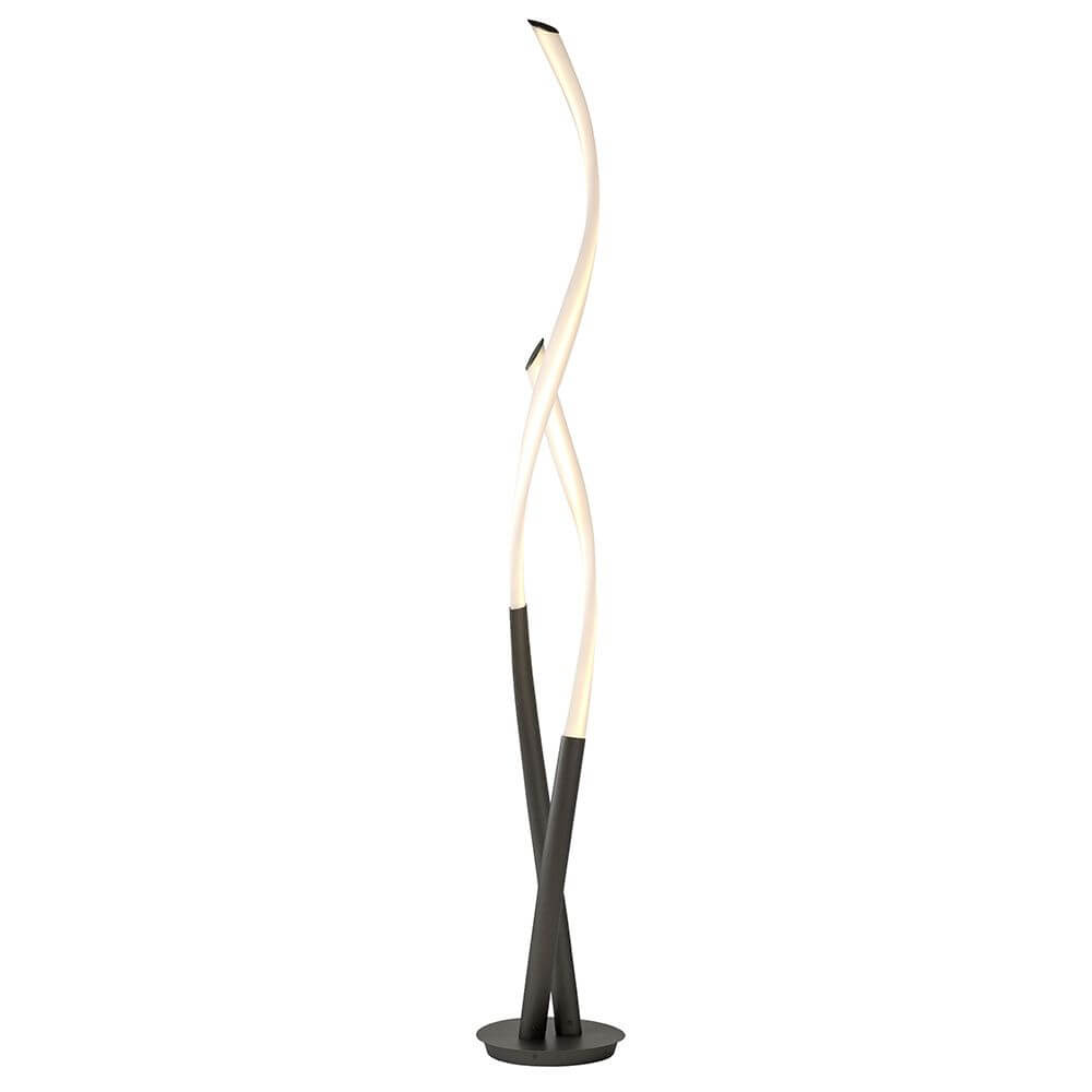 Armonia LED-Stehleuchte in geschwungener Form aus Metall und Kunststoff für modernes ambiente Licht.