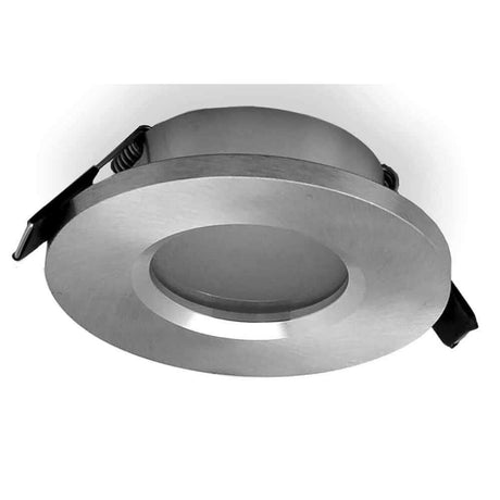 Atlantis recessed spotlight with a round shape and metal design for modern façades and outdoor lounges.