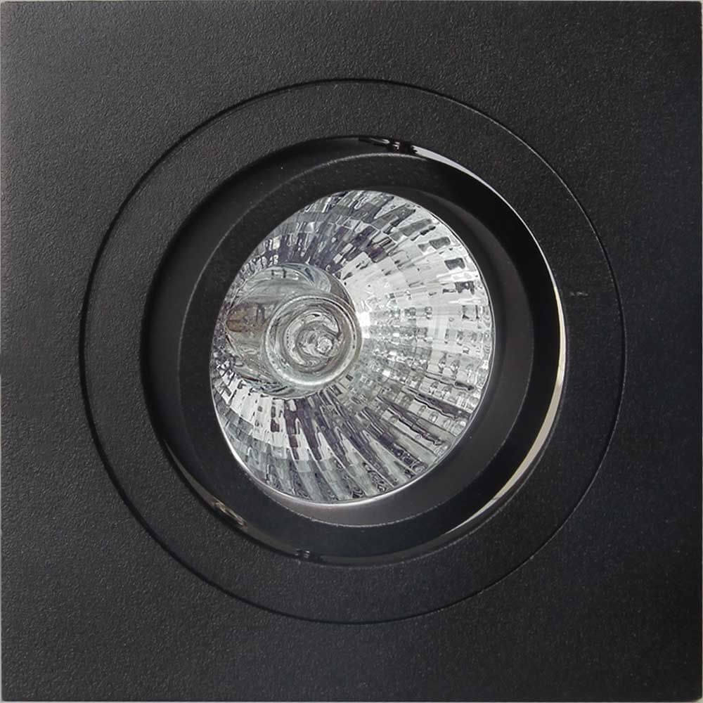 Basico Gu10 Einbaustrahler Eckig in schwarzem Design mit hochwertiger Metallverarbeitung und austauschbarem Leuchtmittel.