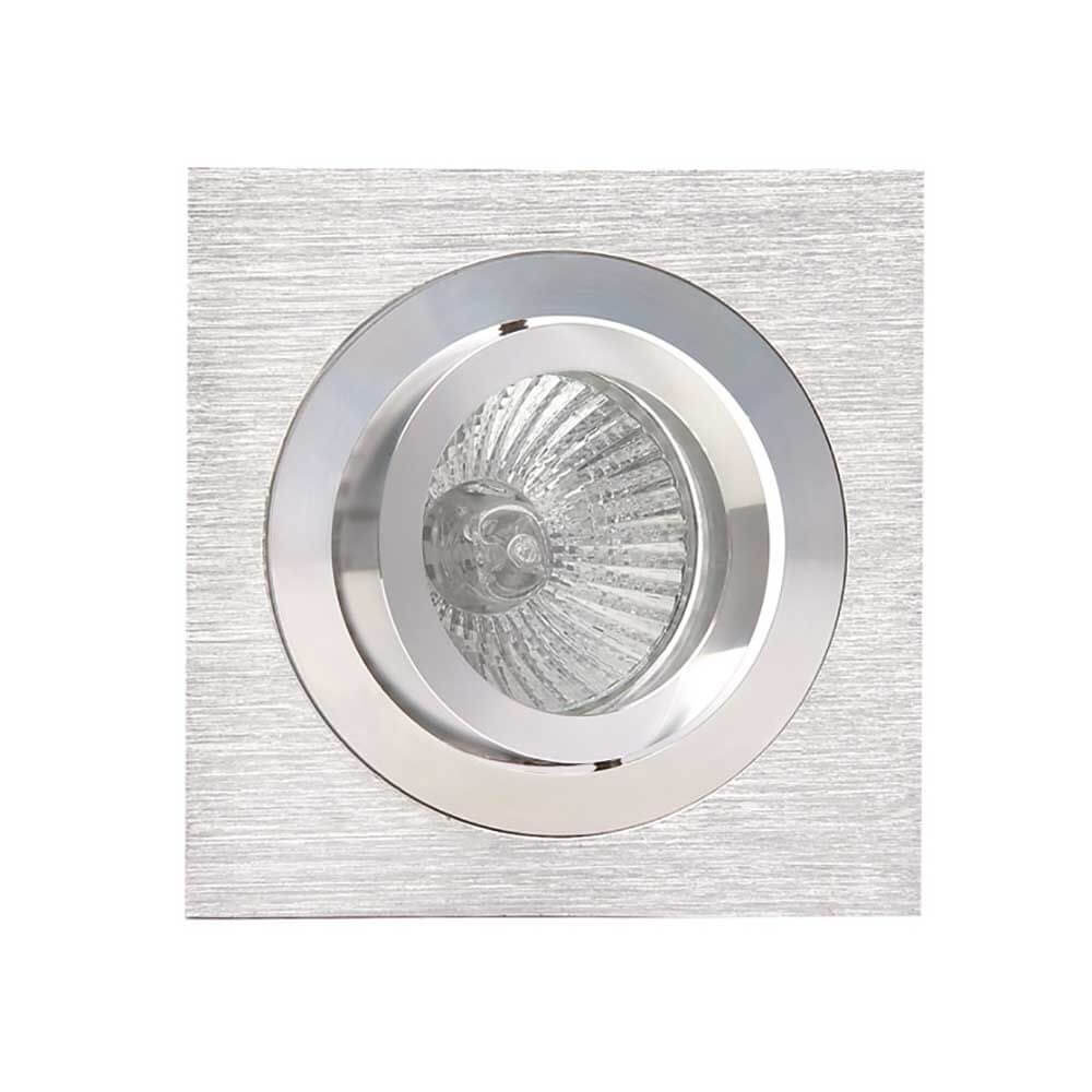 Basico Gu10 Einbaustrahler Eckig in silberner Metallausführung mit hochwertigem Leuchtmittel.