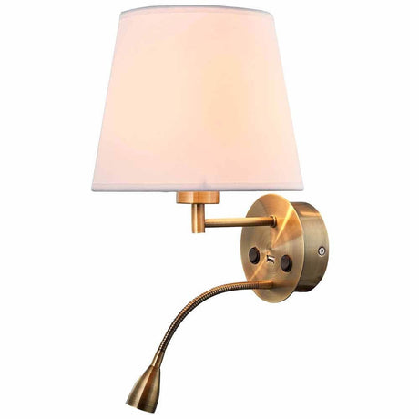 Caicos væglampe + LED-Læsespot + USB-port med elegant design og fleksibel læselampe.