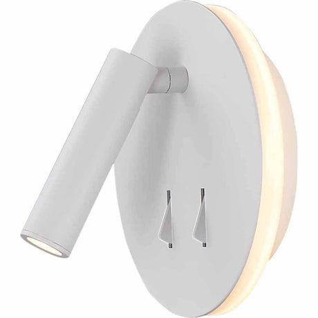 Cayman LED-Wandleuchte mit Doppelschalter in Weiß-Matt, runde Metallwandleuchte mit eleganter Lichtwirkung