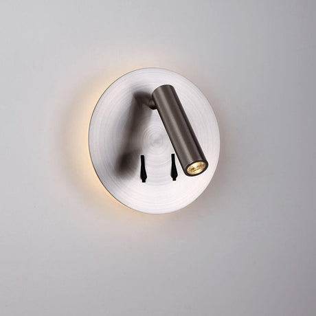 Cayman LED-Wandleuchte mit Doppelschalter aus Metall, runde Wandlampe für Eingangsbereiche und Lesezonen