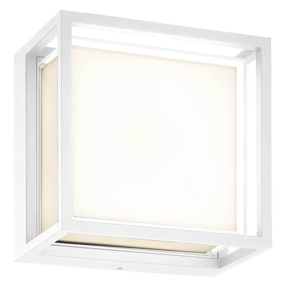 Chamonix quadratische Außen-LED-Deckenleuchte in modernem Design aus Metall und Glas, ideal für Außenbereiche.