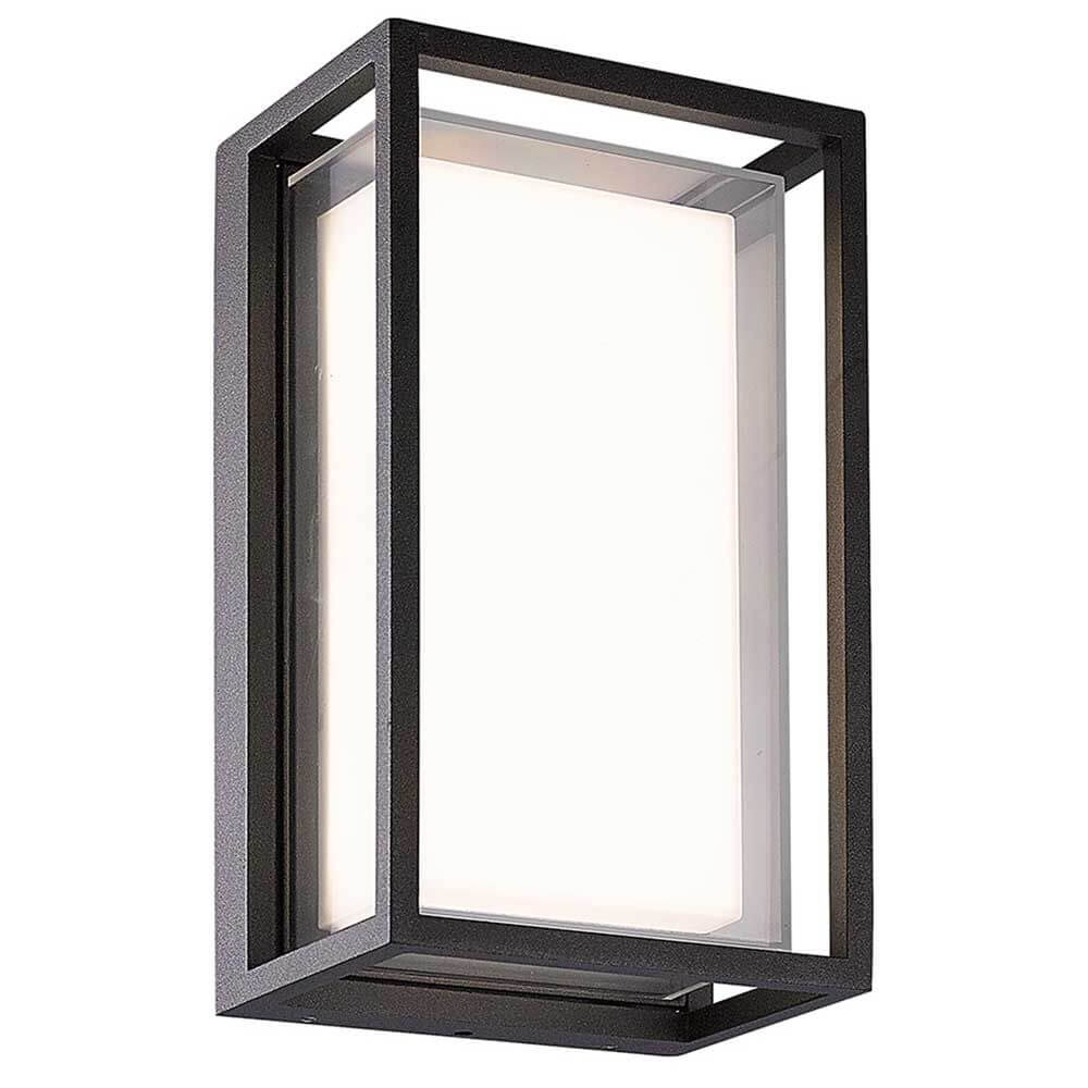 Chamonix rechteckige Outdoor LED-Wandleuchte in modernem Design aus Metall und Glas.