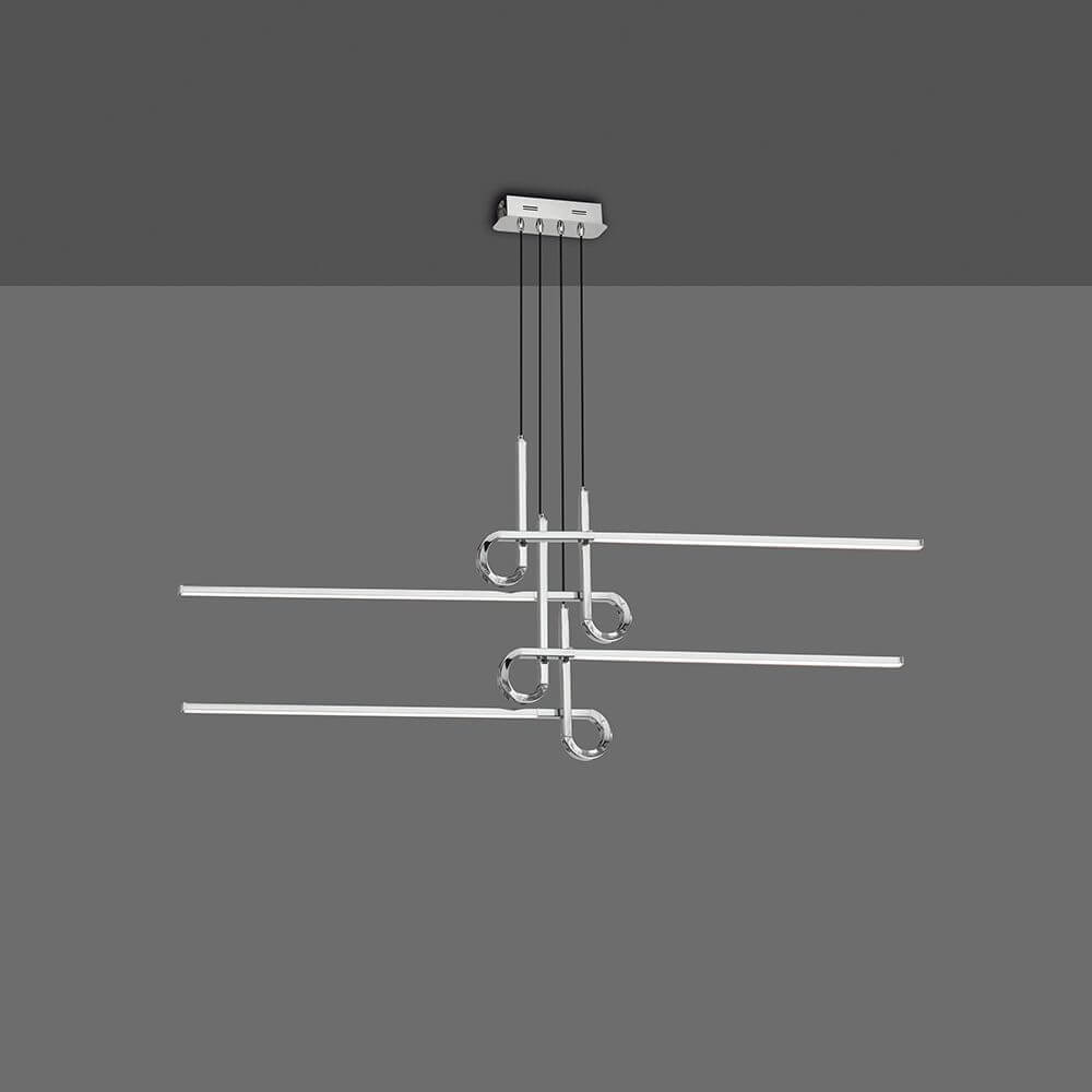 Cinto 4-flammig geschwungene LED-Hängeleuchte 4-flammig in modernem Design mit Metall- und Kunststoffmaterialien.