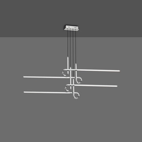 Cinto 4-flammig geschwungene LED-Hängeleuchte 4-flammig in modernem Design mit Metall- und Kunststoffmaterialien.