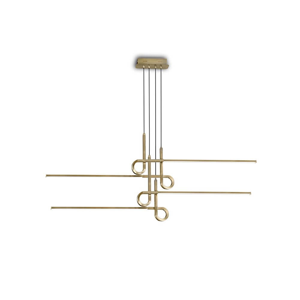 Cinto 4-flammig geschwungene LED-Hängeleuchte 4-flammig in modernem Design mit länglicher Form aus Metall.