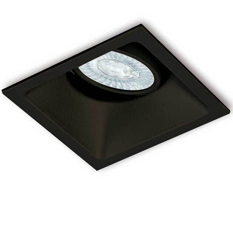 Comfort Gu10 luminaire encastré carré en finition noire, forme carrée et source lumineuse intégrée.
