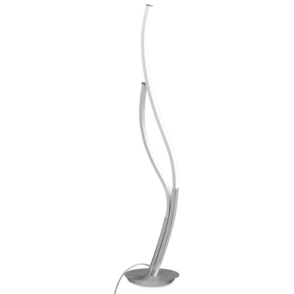 Corinto LED-Tischleuchte Dimmbar mit geschwungener Form in Silber-chrom, ideal für moderne Räume.