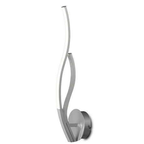 Corinto LED-Wandlampe in modernem Design mit geschwungener Form und Metalloberfläche.