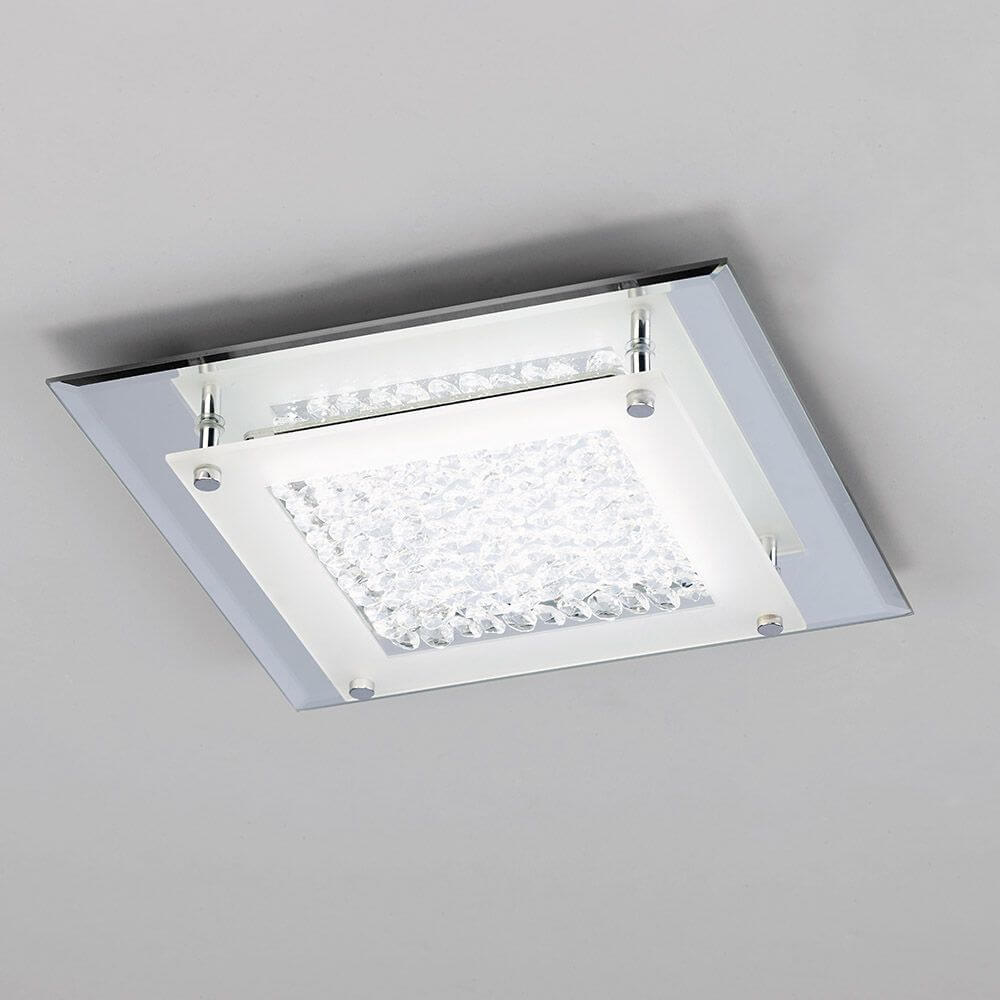 Crystal LED Mirror Deckenleuchte Eckig mit modernen Design und hochwertiger Verarbeitung in Chrom.