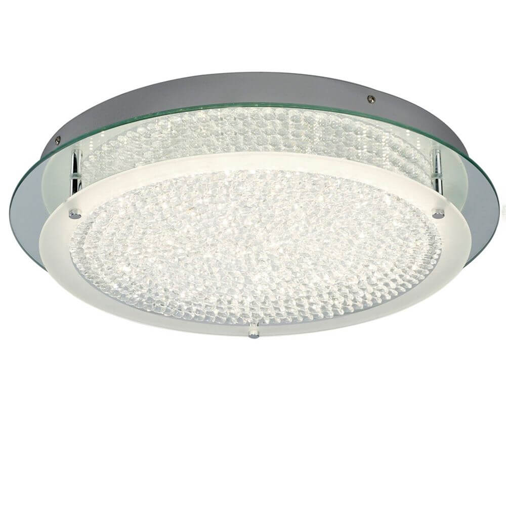Crystal LED Mirror runde Deckenlampe aus Metall und Glas, stilvolles Design für Wohnzimmer und Essbereiche.