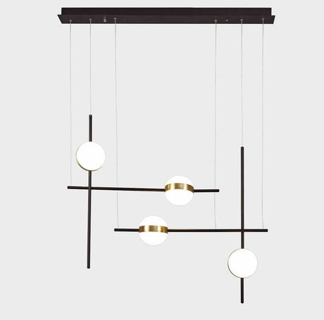 Cuba LED asymmetrical pendant light with black metal and gold accents