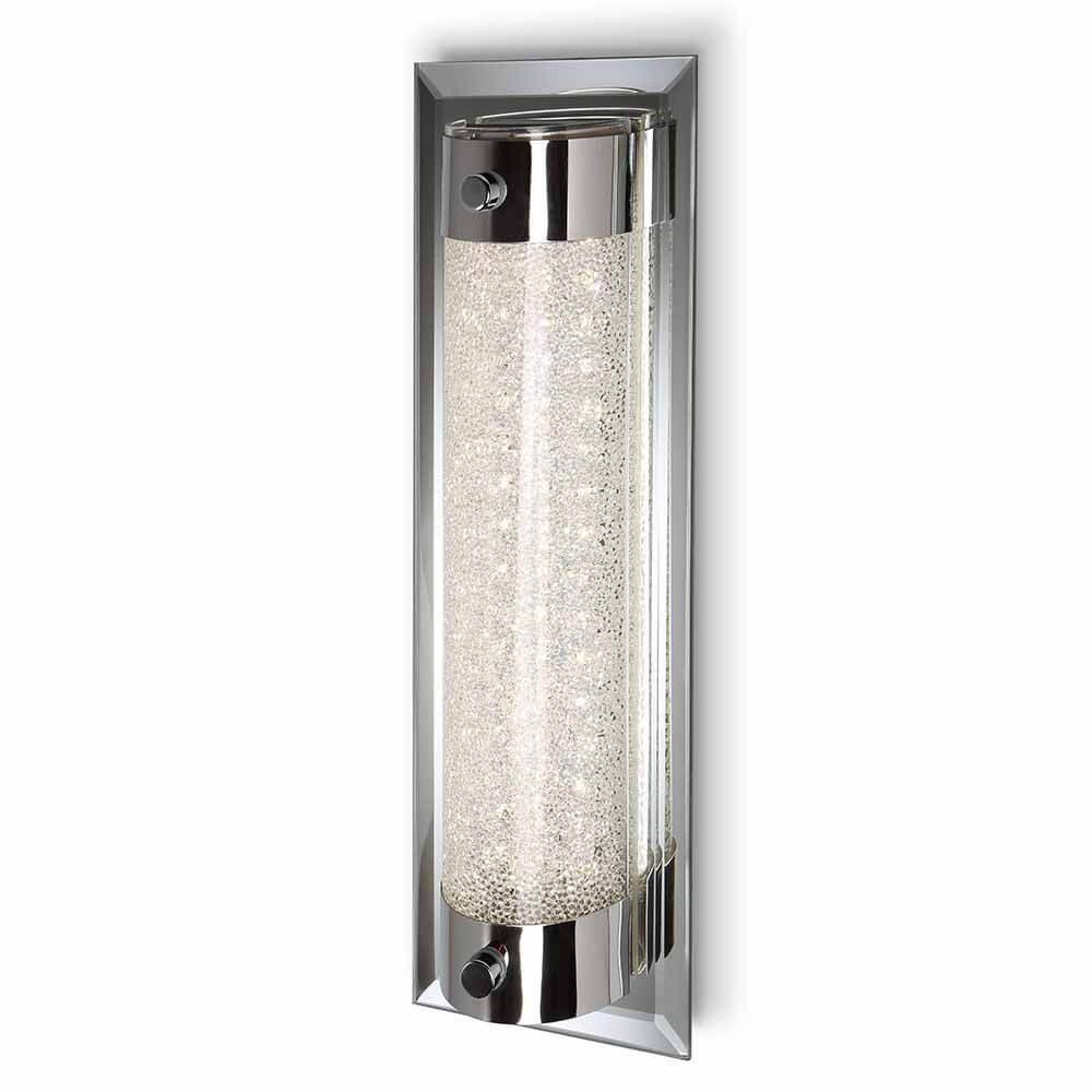 LED Wandlampe Tube Chrom Glas mit transparentem Glas und modernem Design.