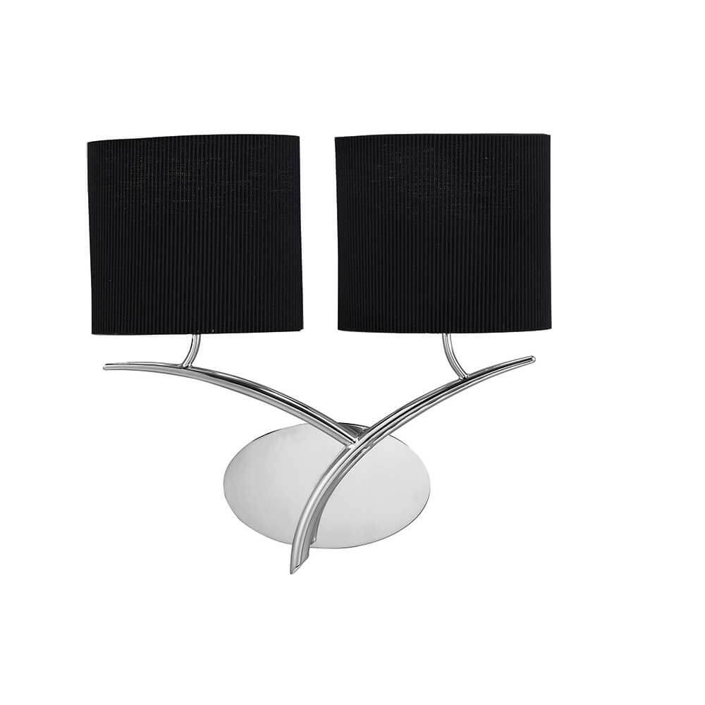 Eve 2-flammig Wandleuchte mit stilvollen schwarzen Lampenschirmen und modernem Metall-Design.