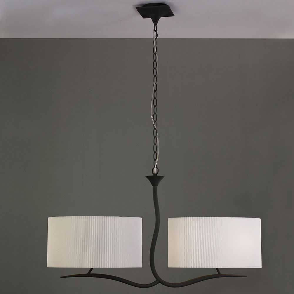 Eve 2-flammige Pendelleuchte mit runder Form und Textilschirm in modernem Lichtdesign.