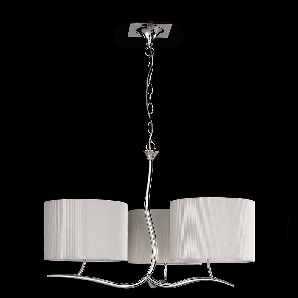 Eve Hängelampe 3-flammig mit runder Form, Metall- und Textilmaterialien für stilvolle Beleuchtung.