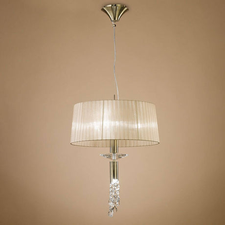 Pendant light Tiffany with elegant design in metal and fabric, ideal for modern entryways.