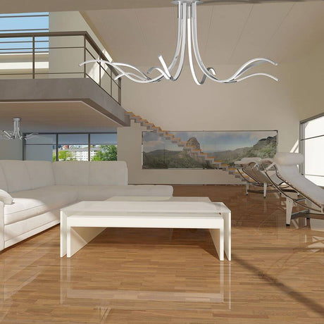 LED-Corinto dimmable pendant light in a modern living room with stylish design and elegant lighting effect.