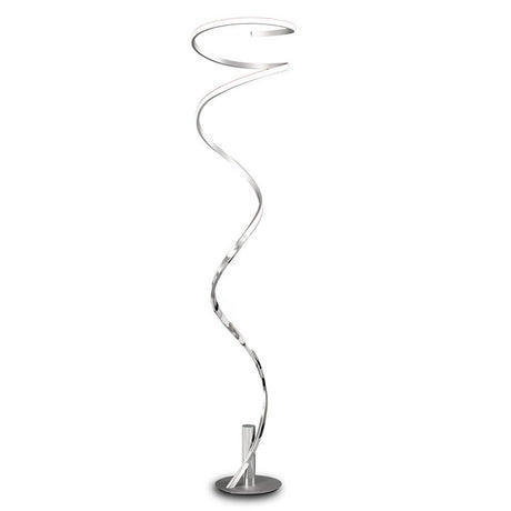 Helix geschwungene LED-Stehleuchte in gebürstetem Metall mit spiralförmigem Design für Wohnzimmer und Essbereich