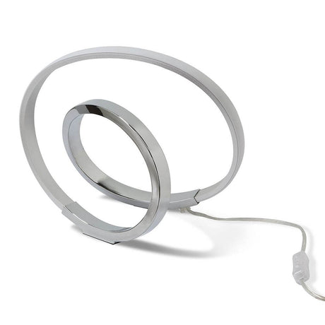 Infinity LED-Tischleuchte mit modernem Design in runder Form und Metallmaterialien.