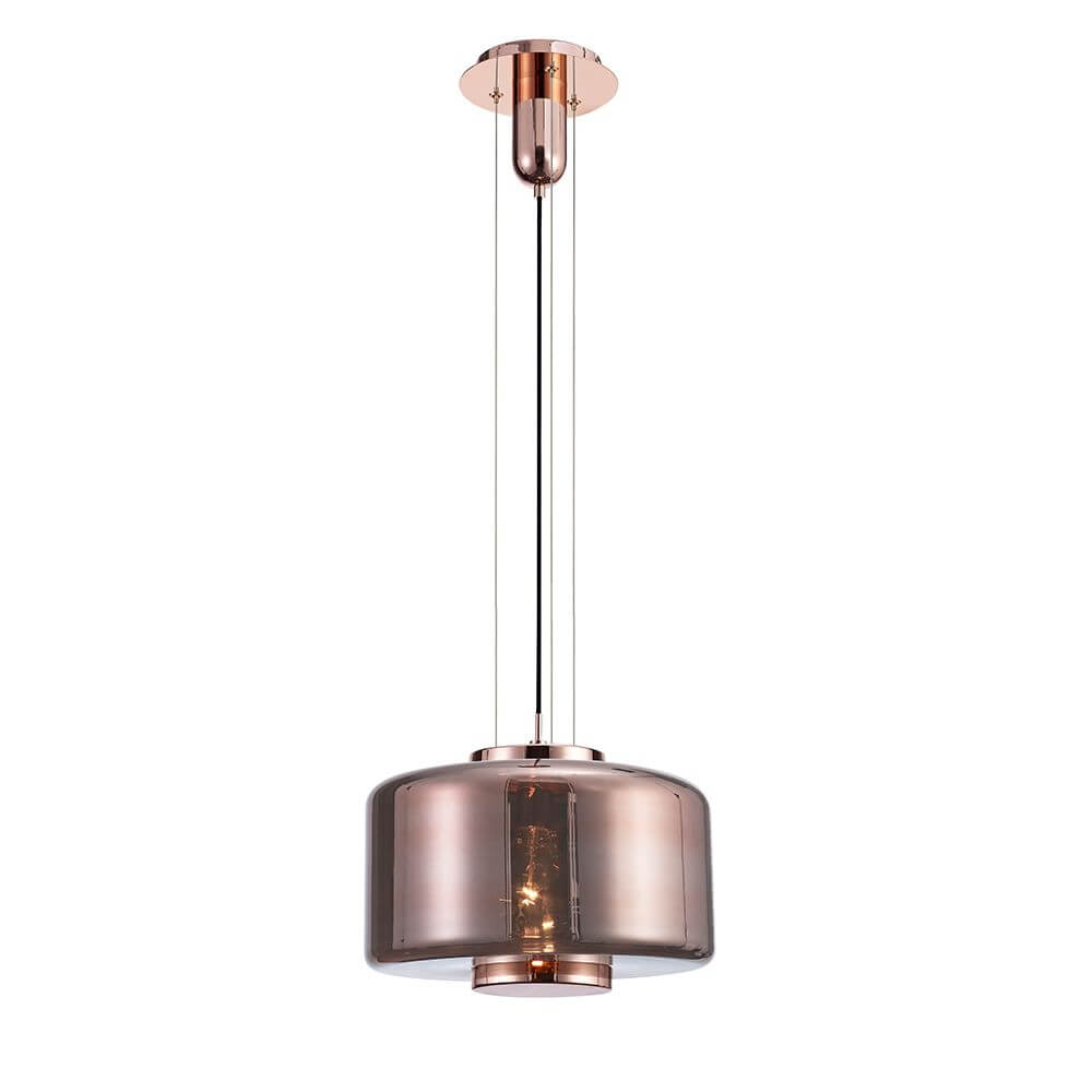 Jarras Pendelleuchte Groß in modernem Design mit zylindrischem Glas und metallischen Akzenten.