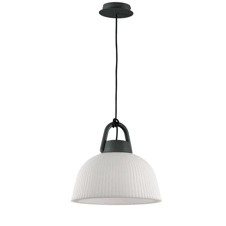 Kinke pendant light, semi-round in grey with a round shape made of metal and plastic, ideal for stylish living spaces.