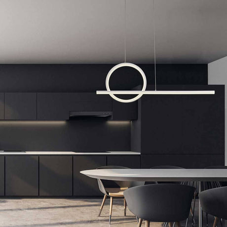 Kitesurf LED pendant lamp medium-sized in modern kitchen design with a round shape and elegant materials.