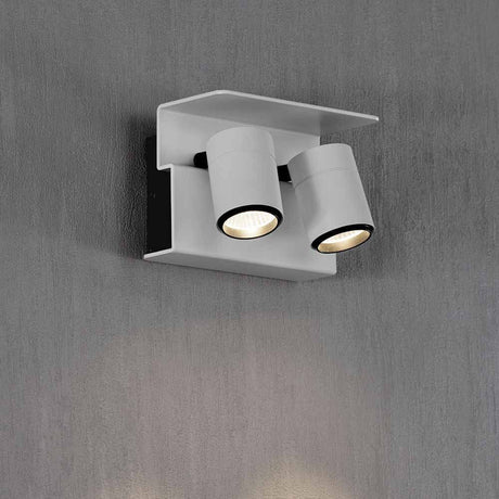 LED-Deckenleuchte Boracay Weiß-Matt, Schwarz mit eckigem Design und zwei Lichtkugeln.