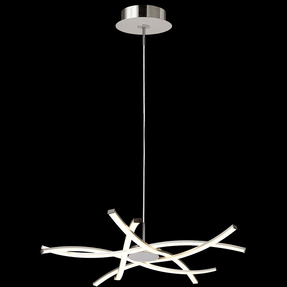 LED-Pendelleuchte Aire Klein + Dimmbar mit modernem, geschwungenem Design in Silber und Chrom.