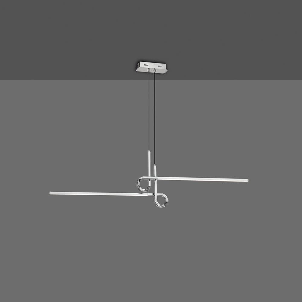 LED-Pendelleuchte Cinto geschwungen 2-flammig in modernem Design mit Metall- und Kunststoffelementen.