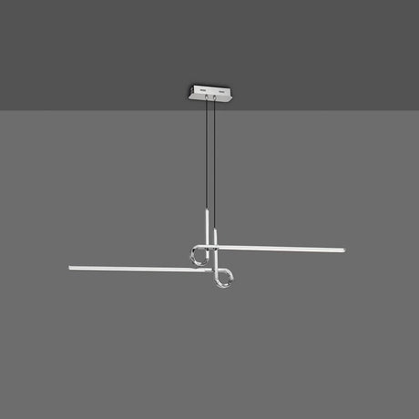 LED-Pendelleuchte Cinto geschwungen 2-flammig in modernem Design mit Metall- und Kunststoffelementen.