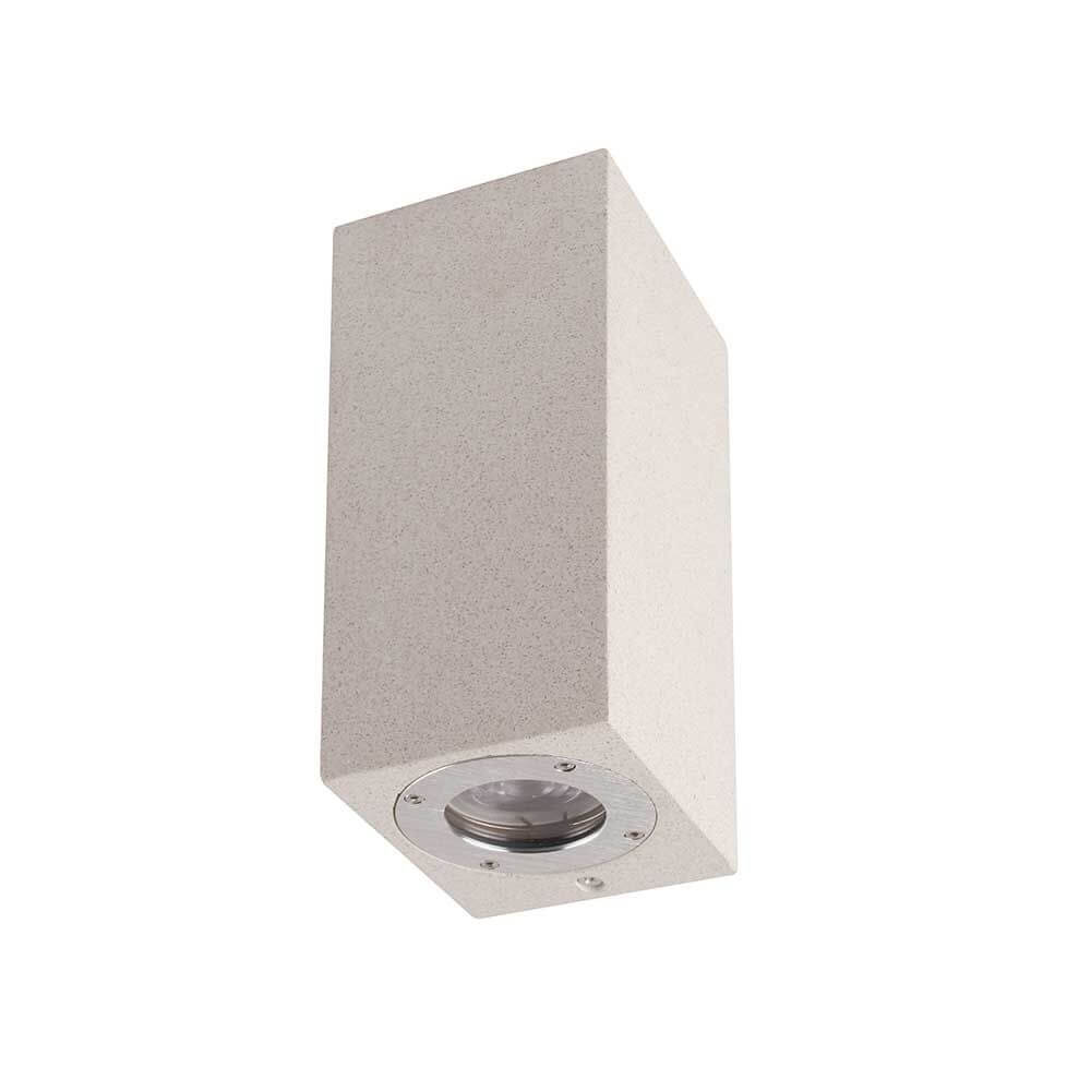 Levi Outdoor Wandlampe Eckig in eckiger Form aus Beton mit modernem Lichtdesign für Außenbereiche.