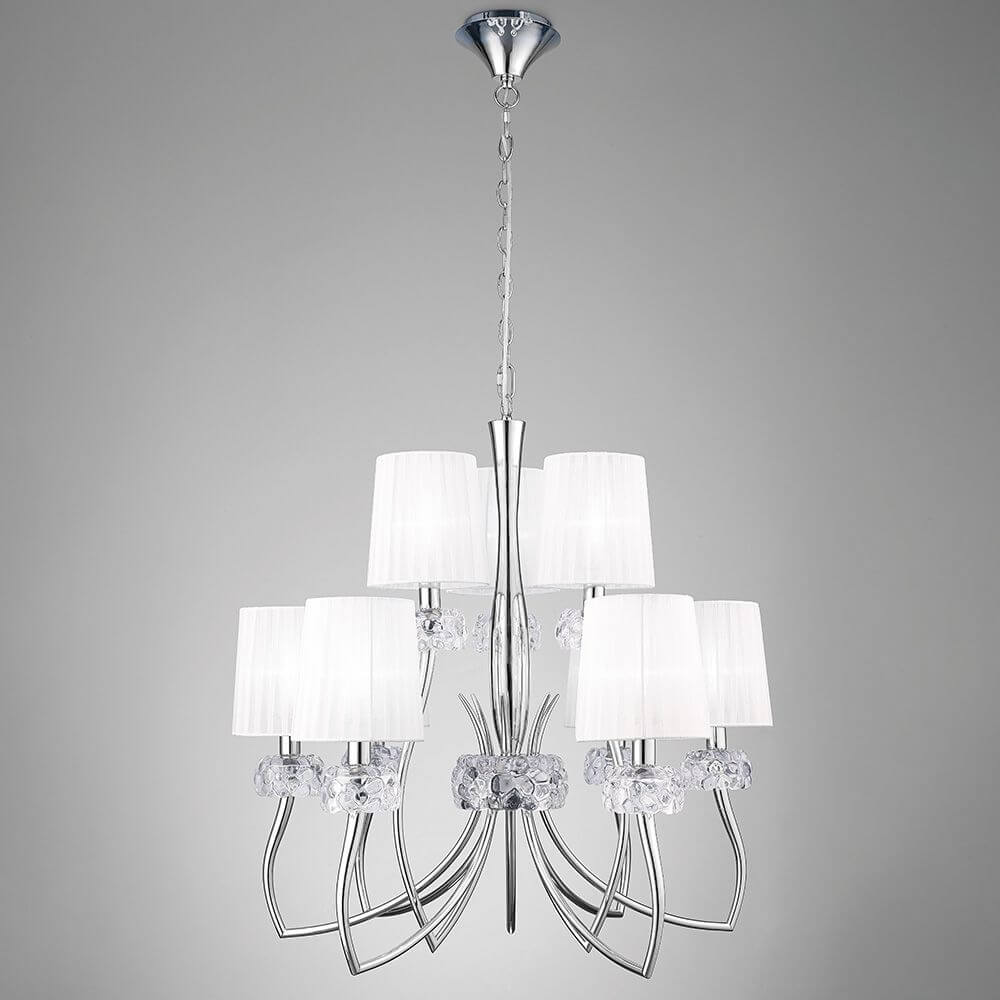 Loewe 9-flammige Pendellampe mit modernem Design aus Metall und Glas in klarer Form.