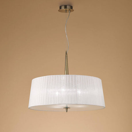 Loewe pendant light, 3-light, with large lampshade, stylish metal and glass lampshade.