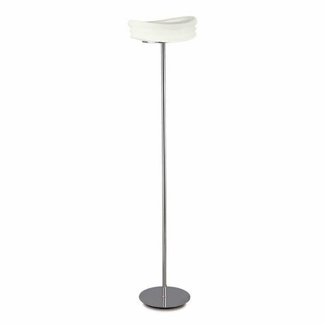 Mediterraneo floor lamp, 2-light, with elegant design and round shape in chrome and plastic.