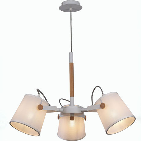 Nordica II White, wooden pendant light with 3 lights, round shape and elegant lighting effect.